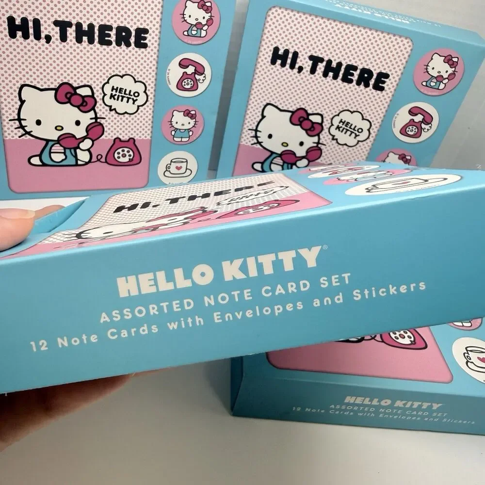 Hello Kitty 2 Pack Of 12 Bundle Note Card Set 25 Total Hi There Note Cards New